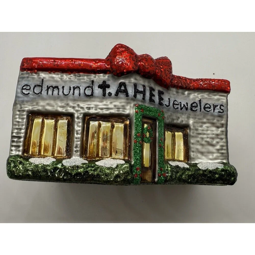 Edmund T Ahee Grosse Point Glass Jewelery Store Ornament Christmas Glass Glitter